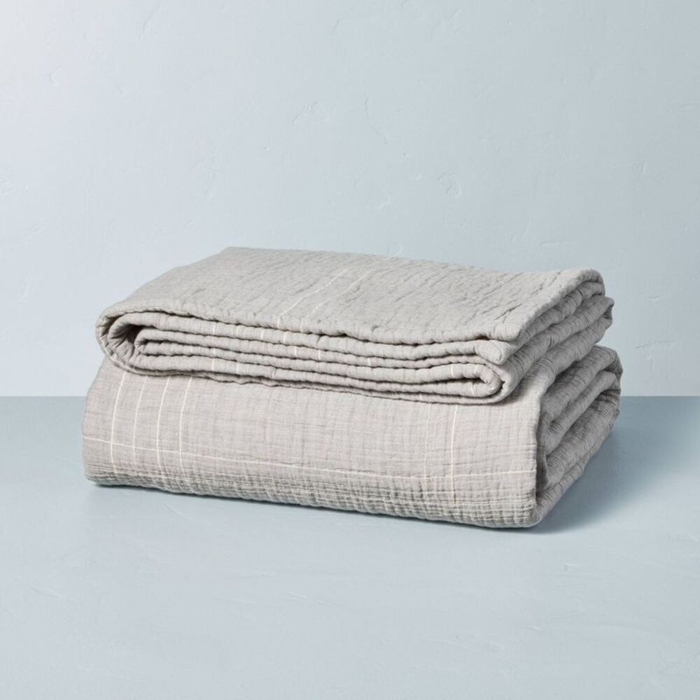 Microstripe Matelassé Coverlet - Hearth & Hand wit Gray - Picture 3 of 4